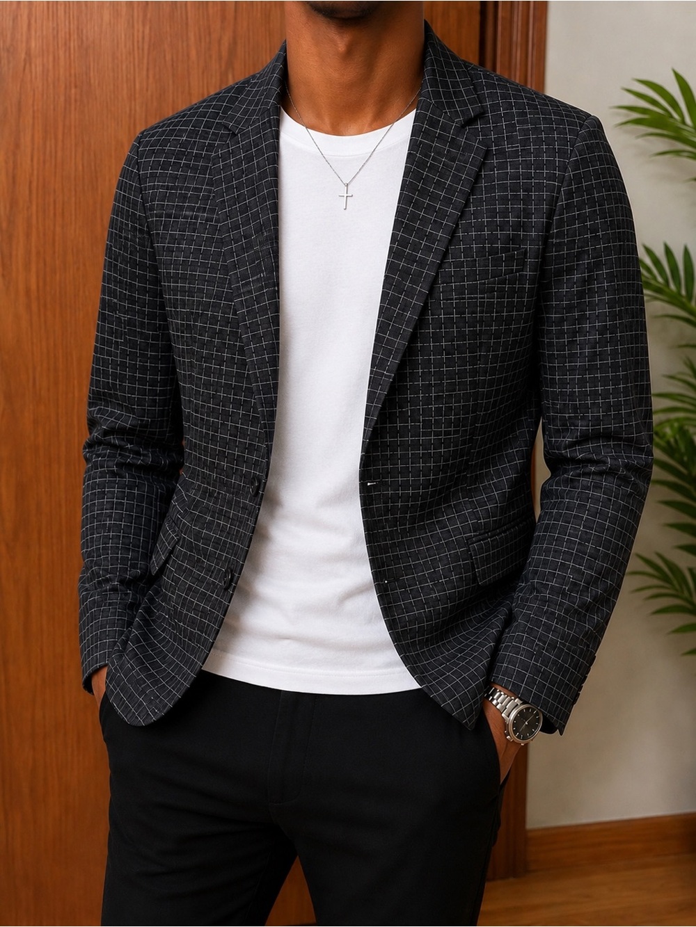 & Other Stories Black Windowpane Blazer